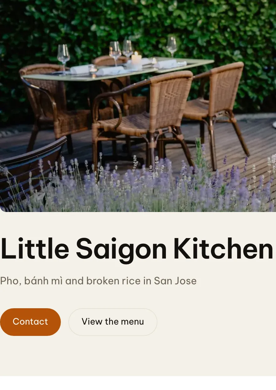A restaurant storefront website